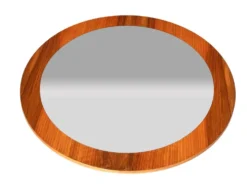 Miroir mural rond en teck vintage des années 1970