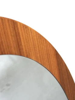 Miroir mural rond en teck vintage des années 1970