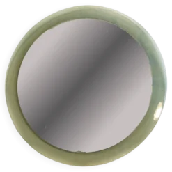 Miroir mural rond en verre fumé superposé de style mid-century modern, attribué à Cristal.