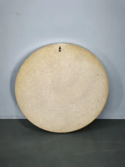 Miroir mural rond italien des années 1970 avec cadre argenté