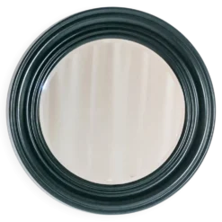 Miroir mural rond italien en bois vert foncé, années 1970