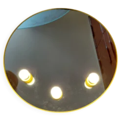 Miroir mural rond lumineux Gedy Space Age jaune – Italie, années 1970