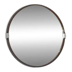 Miroir mural rond vintage des années 1970 / Attribué à Allibert / Miroir de salle de bain style Space Age