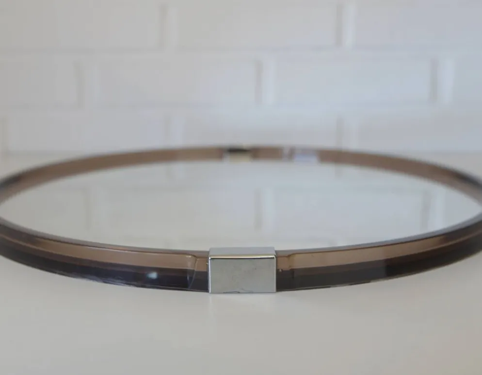 Miroir mural rond vintage des années 1970 / Attribué à Allibert / Miroir de salle de bain style Space Age