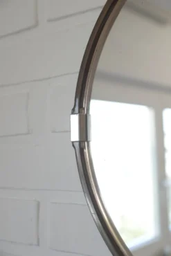 Miroir mural rond vintage des années 1970 / Attribué à Allibert / Miroir de salle de bain style Space Age