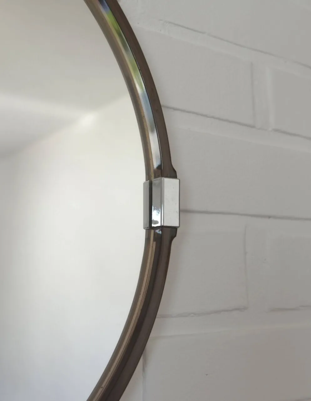 Miroir mural rond vintage des années 1970 / Attribué à Allibert / Miroir de salle de bain style Space Age