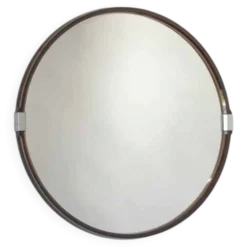 Miroir mural rond vintage des années 1970 / Attribué à Allibert / Miroir de salle de bain style Space Age