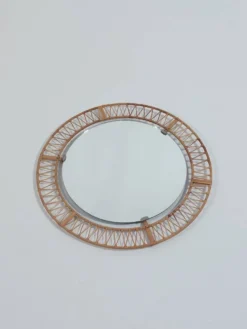 Miroir mural rond vintage en rotin, style bohème et ethnique