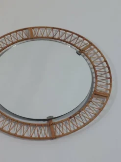 Miroir mural rond vintage en rotin, style bohème et ethnique