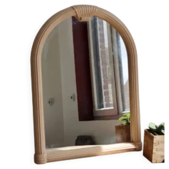 Miroir mural rose poudré arche - Style Art déco - Cadre mouluré