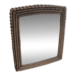Miroir mural rotin osier vintage