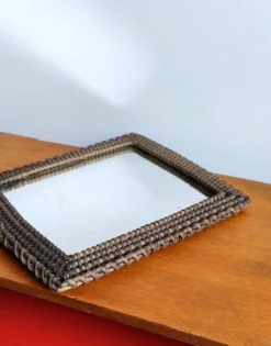 Miroir mural rotin osier vintage