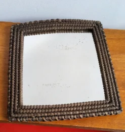 Miroir mural rotin osier vintage