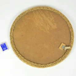 Miroir mural scandinave moderne en osier des années 70 Danemark 42cm