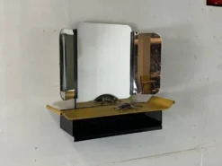 Miroir mural tri-pliant moderniste du milieu du siècle des années 1950