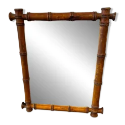 Miroir mural vintage en bambou foncé