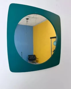 Miroir mural vintage en bois – vert foncé, années 70