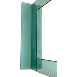 Miroir mural vintage en verre vert d'eau, Italie, années 1970