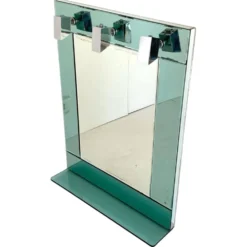 Miroir mural vintage en verre vert d'eau, Italie, années 1970
