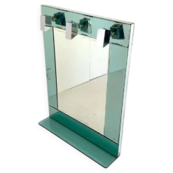 Miroir mural vintage en verre vert d'eau, Italie, années 1970