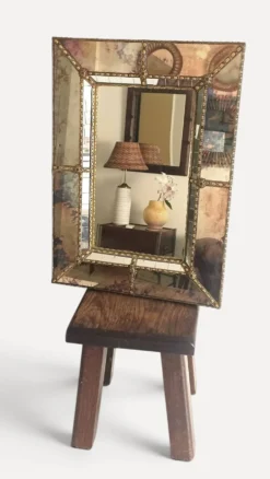 Miroir mural vénitien moderne, fait à la main en Espagne, fin des années 1980