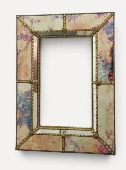 Miroir mural vénitien moderne, fait à la main en Espagne, fin des années 1980