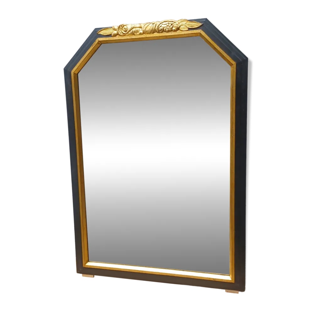 Miroir noir et dore de style art deco - 110cmx 78 cm