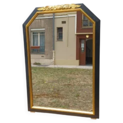 Miroir noir et dore de style art deco - 110cmx 78 cm