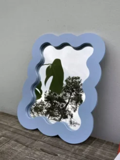 Miroir nuage en bois ondulé