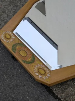 Miroir Octogonal biseauté Art Déco, Teck, 131cm