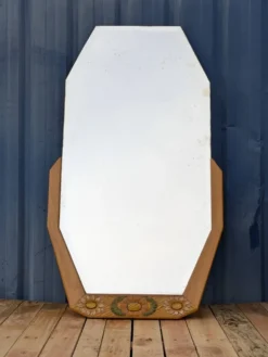 Miroir Octogonal biseauté Art Déco, Teck, 131cm