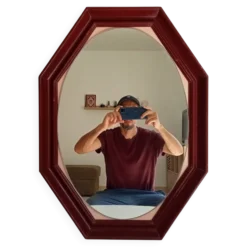 Miroir octogonale art déco en bois massif