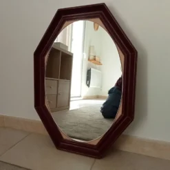 Miroir octogonale art déco en bois massif