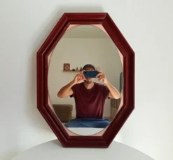 Miroir octogonale art déco en bois massif