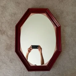 Miroir octogonale art déco en bois massif
