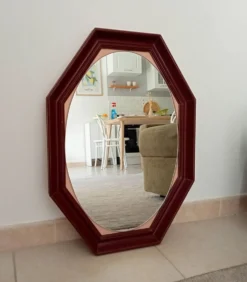 Miroir octogonale art déco en bois massif