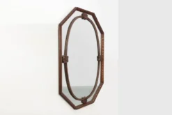 Miroir octogonal en bois Art Déco, France vers 1920