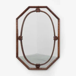 Miroir octogonal en bois Art Déco, France vers 1920