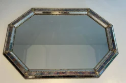 Miroir Octogonal à Facettes et Guirlandes de Laiton — Travail Français, Ver