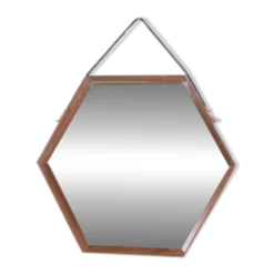 Miroir octogonal scandinave teck années 60
