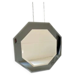 Miroir octogonal vintage en verre biseauté, Italie années 60