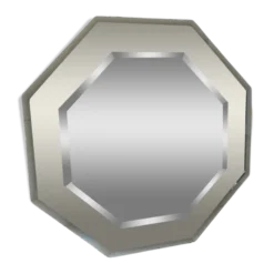 Miroir octogonal vintage en verre biseauté, Italie années 60