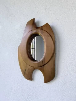 Miroir organique noyer 1960