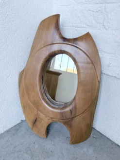Miroir organique noyer 1960