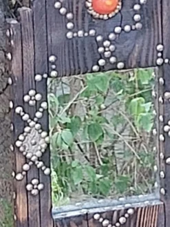 Miroir oriental brutaliste en bois 23x53cm