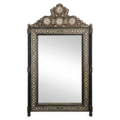 Miroir orientaliste avec incrustations d'os et cabochons de pierres dures