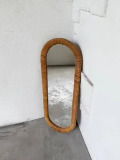 Miroir osier tressé Italie années 60 ovale
