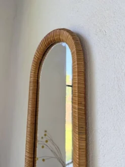 Miroir osier tressé Italie années 60 ovale