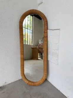 Miroir osier tressé Italie années 60 ovale