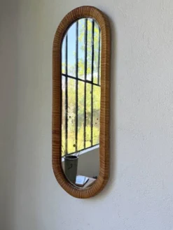 Miroir osier tressé Italie années 60 ovale